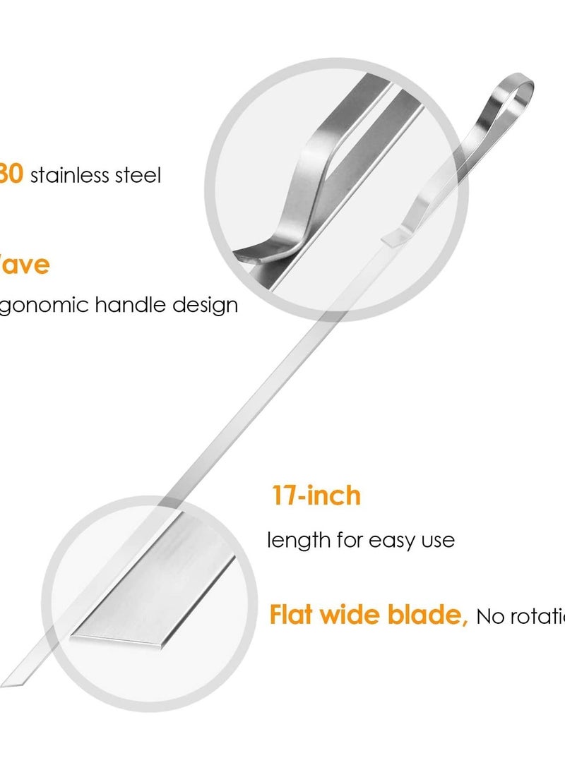 10 Piece Barbecue Skewers 17 Inch Stainless Steel Flat Metal Bbq Kabob Skewer Reusable Grilling Sticks Set Shish Kebab Needles For Outdoor Camping Outings Cooking Tools