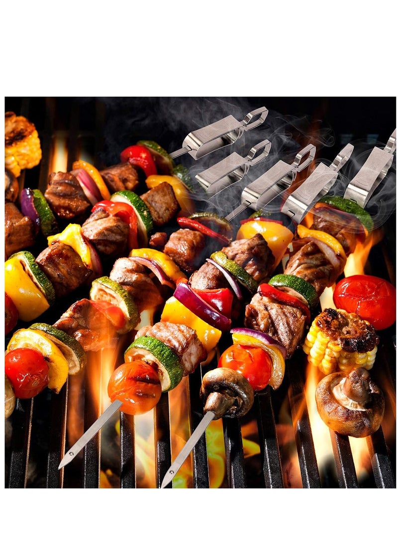 Metal Skewers for Grilling, 6PCS Kabob GrillingFlat Blade BBQ with Slider