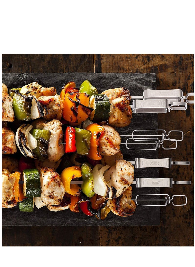 Metal Skewers for Grilling, 6PCS Kabob GrillingFlat Blade BBQ with Slider