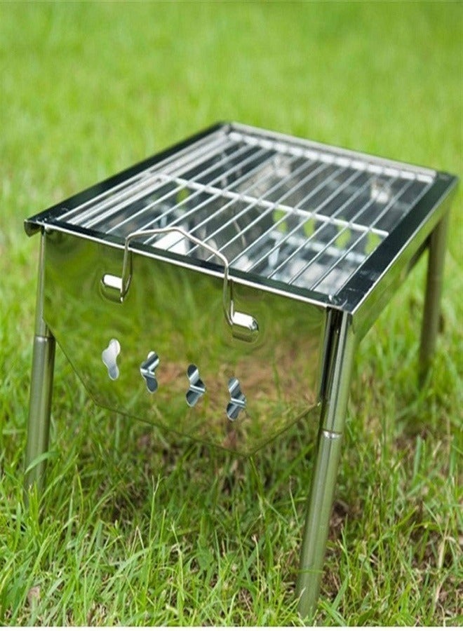 Portable Grill Portable Mini Barbecue Grill Rack Stainless Steel Folding BBQ Charcoal Stove Grate Kebab Machine for Outdoor Camping Household