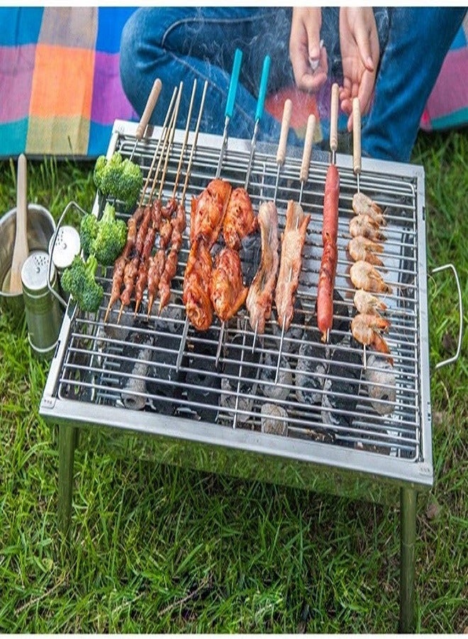 Portable Grill Portable Mini Barbecue Grill Rack Stainless Steel Folding BBQ Charcoal Stove Grate Kebab Machine for Outdoor Camping Household