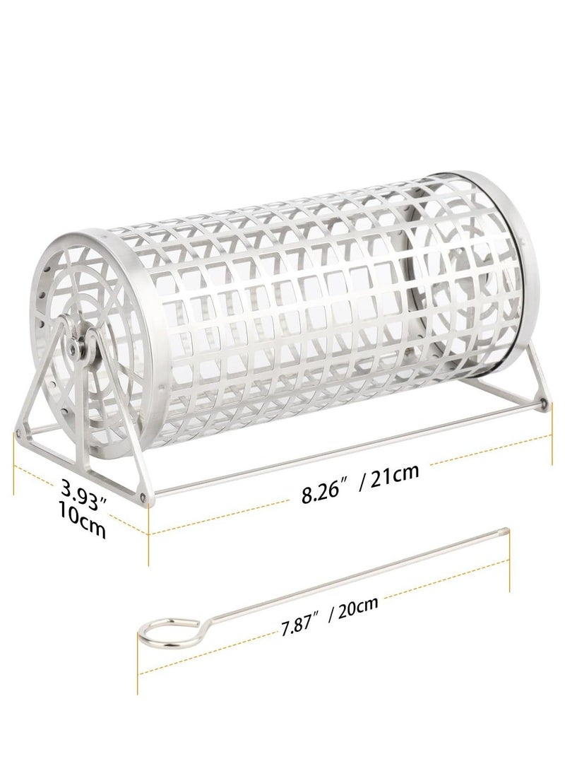 Rolling Grilling Basket, BBQ Grill Basket, Rolling Grilling Baskets For Outdoor Grilling, Perfect For Vegetables, Fruit, Fries, Multifunctional Round Barbecue Cooking Accessory, 1 Pcs ﻿
