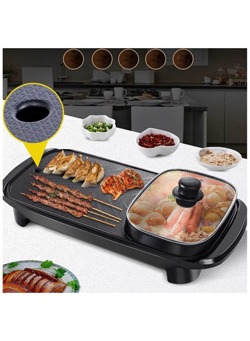Multifunction Portable Electric Barbeque Grill Smokeless Non-Stick Roasting Barbecue Pan And Hot Pot