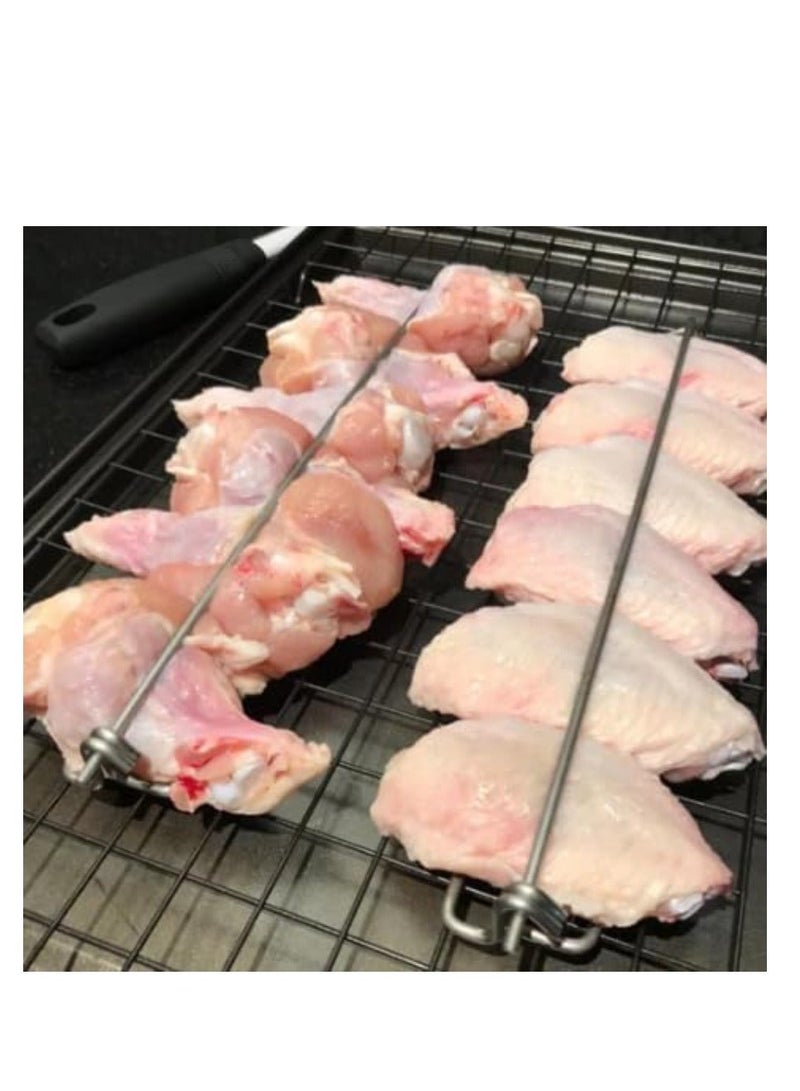 Chicken Wing Grilling Rails, Chicken Wing BBQ Fork, BBQ Grilling Fork Sticks Skewer, Metal bbq Grilling Fork, Chicken Wing for Grilling Tool Set Outdoor Picnic Camping Barbecue (4PC)