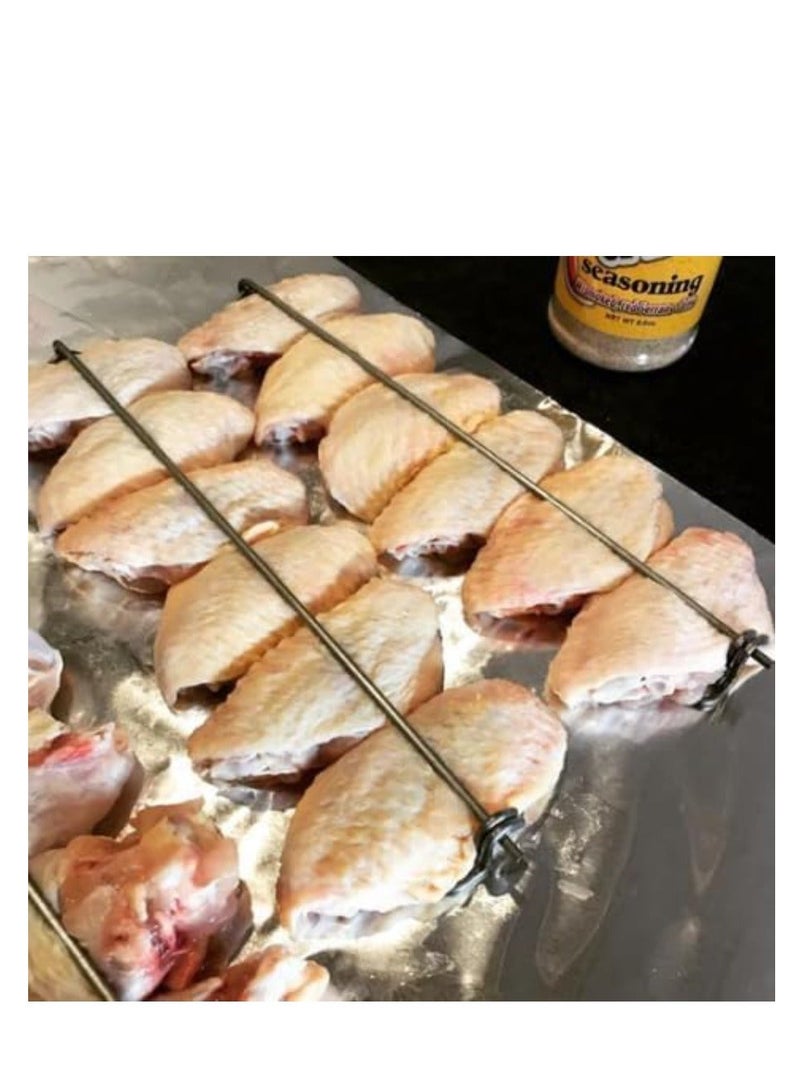 Chicken Wing Grilling Rails, Chicken Wing BBQ Fork, BBQ Grilling Fork Sticks Skewer, Metal bbq Grilling Fork, Chicken Wing for Grilling Tool Set Outdoor Picnic Camping Barbecue (4PC)