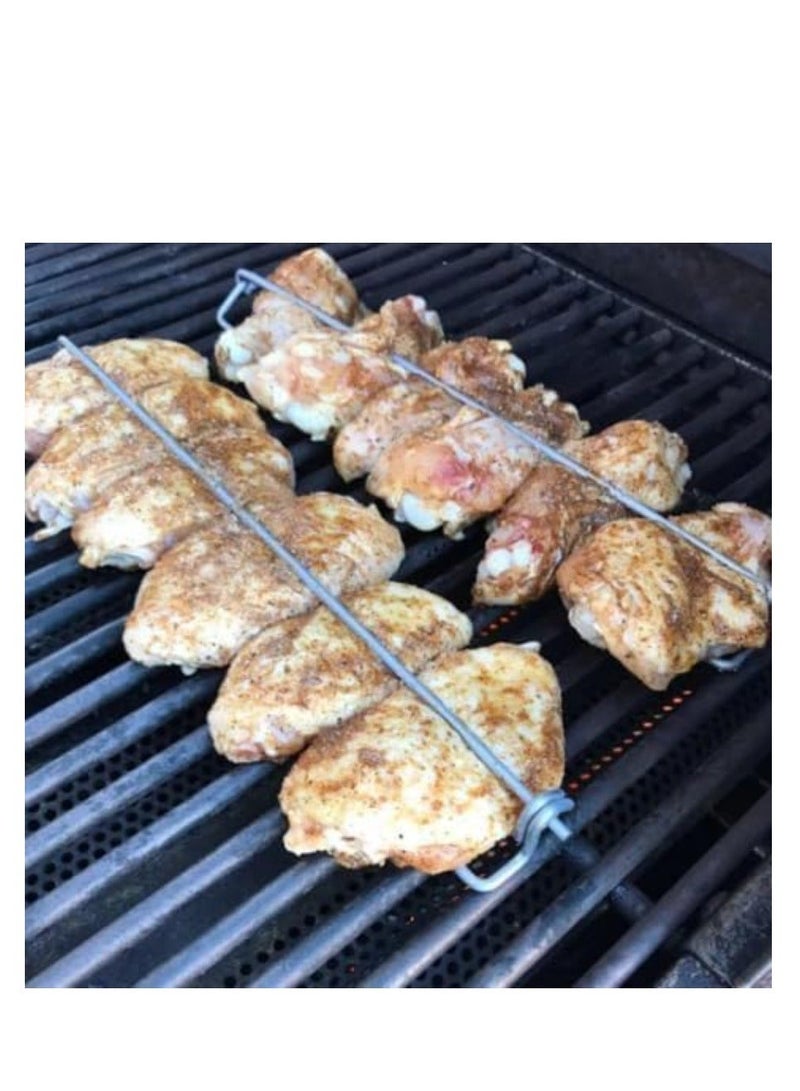 Chicken Wing Grilling Rails, Chicken Wing BBQ Fork, BBQ Grilling Fork Sticks Skewer, Metal bbq Grilling Fork, Chicken Wing for Grilling Tool Set Outdoor Picnic Camping Barbecue (4PC)