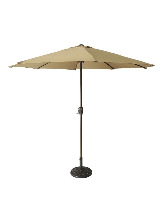 Fade-Resistant Adjustable Garden Pole Umbrella with Base Brown 240x260cm