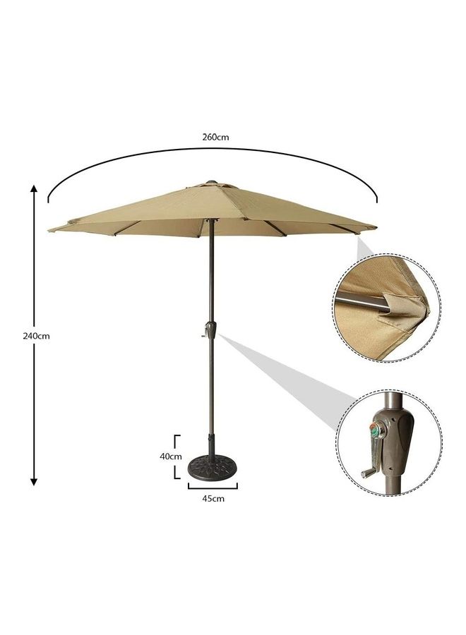 Fade-Resistant Adjustable Garden Pole Umbrella with Base Brown 240x260cm