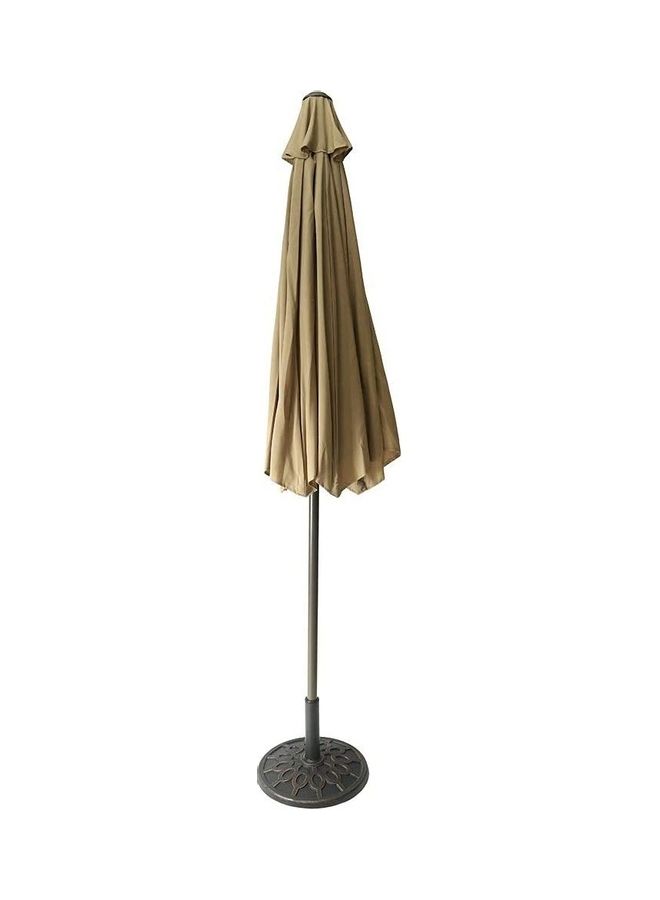 Fade-Resistant Adjustable Garden Pole Umbrella with Base Brown 240x260cm