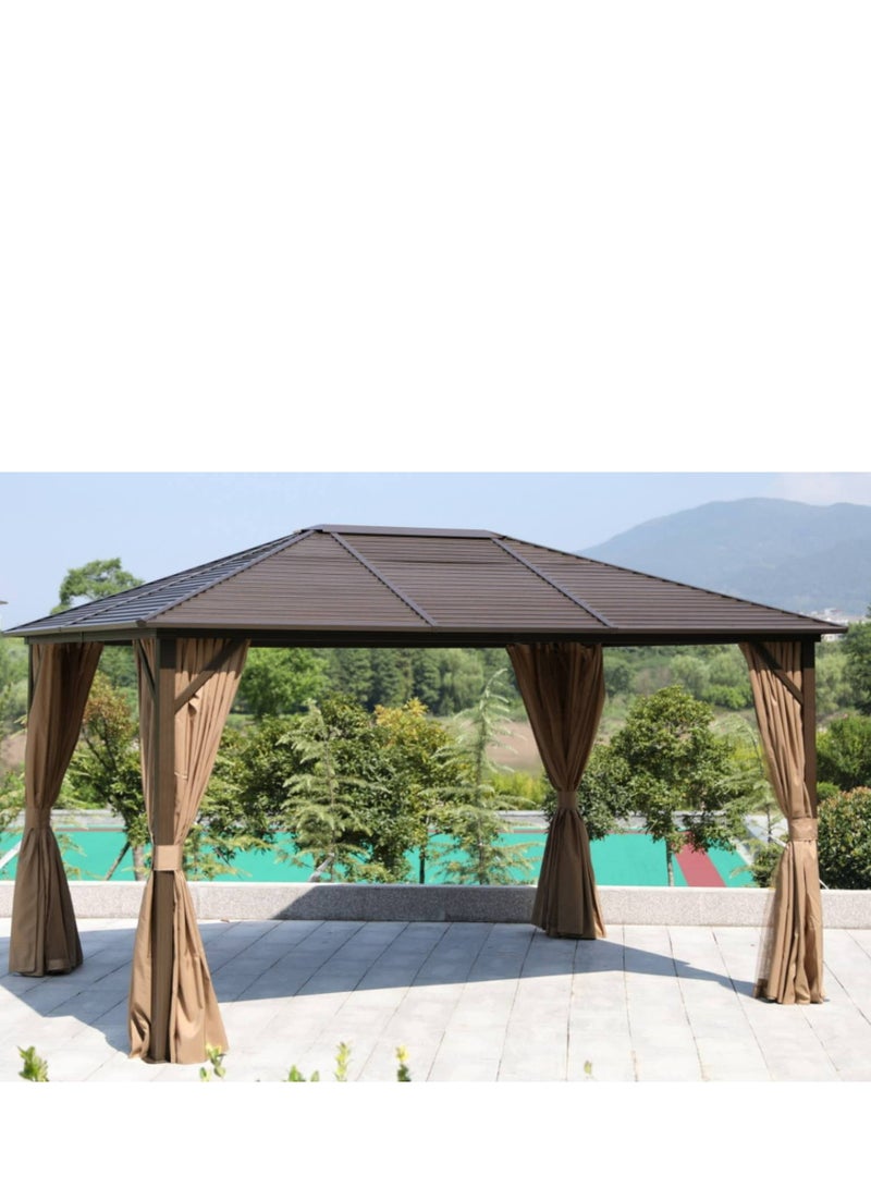 Swin 3mx4meters Durable Aluminum Outdoor Pergole Gazebo for Parks and Public Spaces Brown