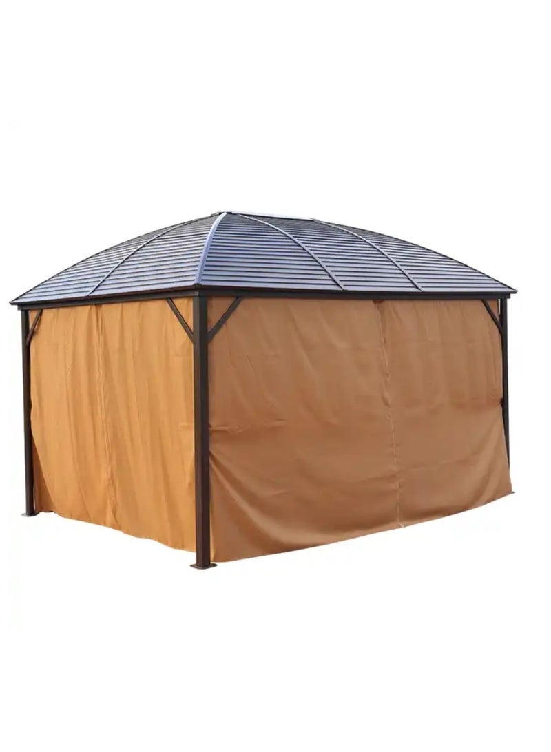 Swin 3x4 Meters Single Roof Aluminum Dome Pergola Gazebo for Family Gathering Brown