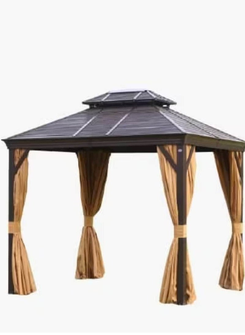 Swin 3x4 meters Durable Aluminum Outdoor  Gazebo for Garden Brown