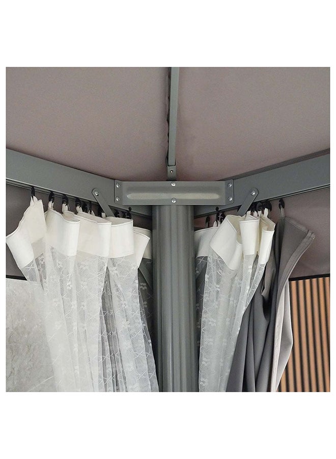 Roma Gazebo Aluminum Frame With Polyester Roof Rectangle Shape With Curtain And Net Water And UV Resistant Garden Patio Canopy Modern Outdoor Furniture 3x4m Grey