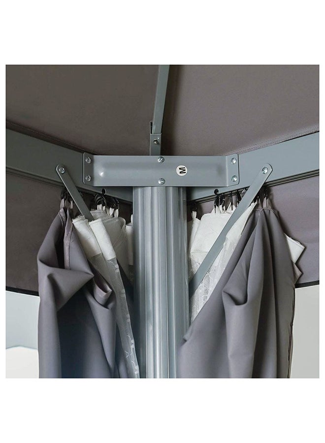 Roma Gazebo Aluminum Frame With Polyester Roof Rectangle Shape With Curtain And Net Water And UV Resistant Garden Patio Canopy Modern Outdoor Furniture 3x4m Grey