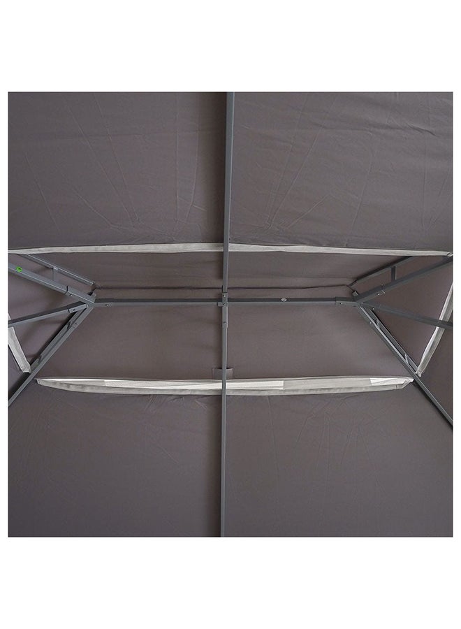 Roma Gazebo Aluminum Frame With Polyester Roof Rectangle Shape With Curtain And Net Water And UV Resistant Garden Patio Canopy Modern Outdoor Furniture 3x4m Grey