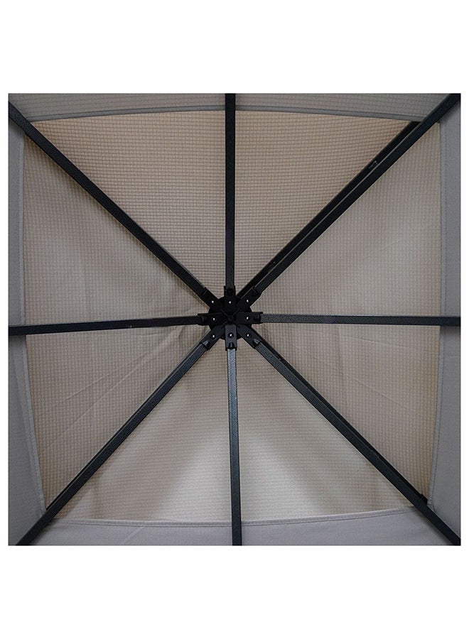 Delight Gazebo Steel Frame With Polyester Roof Square Shape With Curtain Water And UV Resistant Garden Patio Canopy Modern Outdoor Furniture 2.7x2.7m Grey