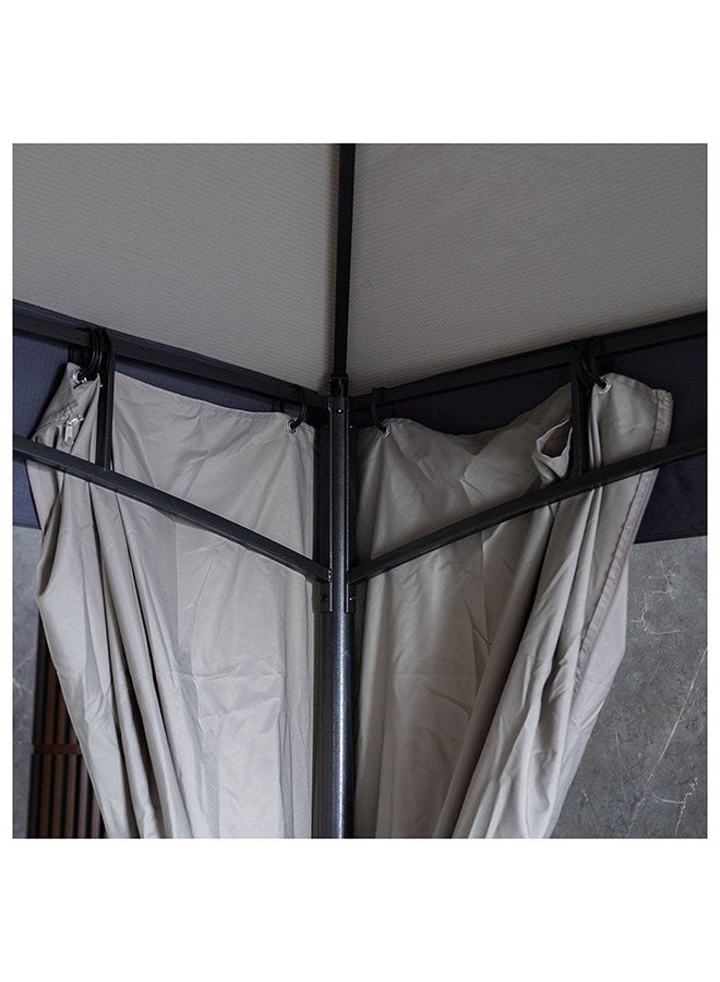 Delight Gazebo Steel Frame With Polyester Roof Square Shape With Curtain Water And UV Resistant Garden Patio Canopy Modern Outdoor Furniture 2.7x2.7m Grey