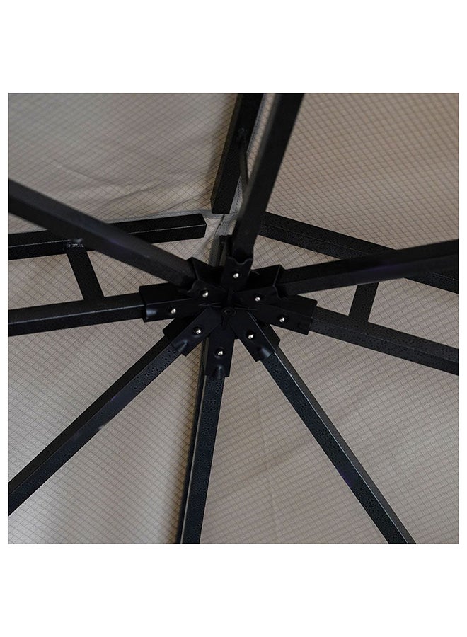 Delight Gazebo Steel Frame With Polyester Roof Square Shape With Curtain Water And UV Resistant Garden Patio Canopy Modern Outdoor Furniture 2.7x2.7m Grey