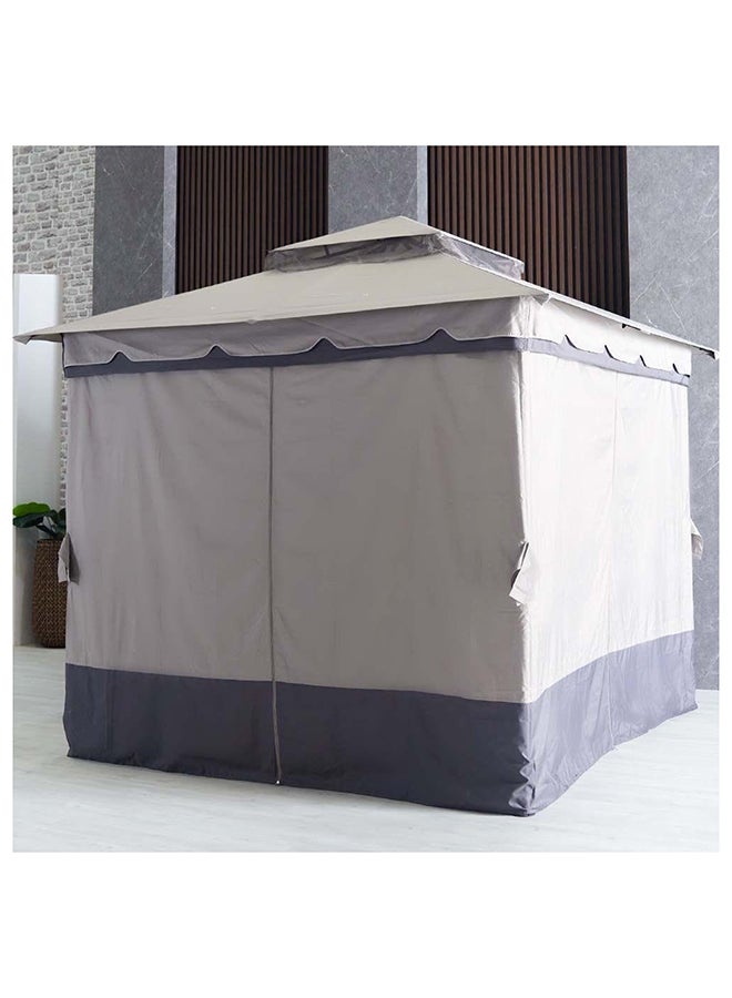 Delight Gazebo Steel Frame With Polyester Roof Square Shape With Curtain Water And UV Resistant Garden Patio Canopy Modern Outdoor Furniture 2.7x2.7m Grey