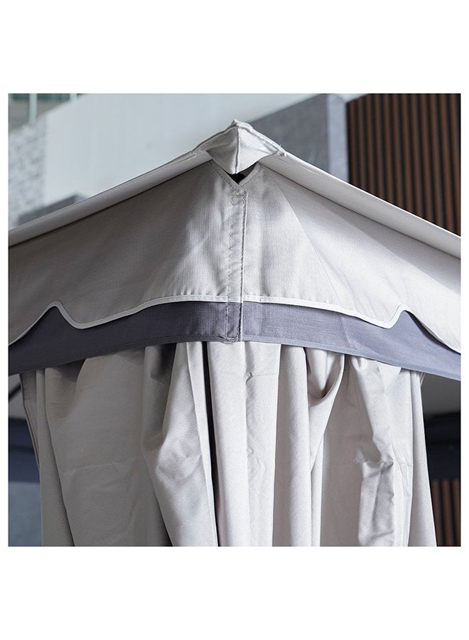 Delight Gazebo Steel Frame With Polyester Roof Square Shape With Curtain Water And UV Resistant Garden Patio Canopy Modern Outdoor Furniture 2.7x2.7m Grey