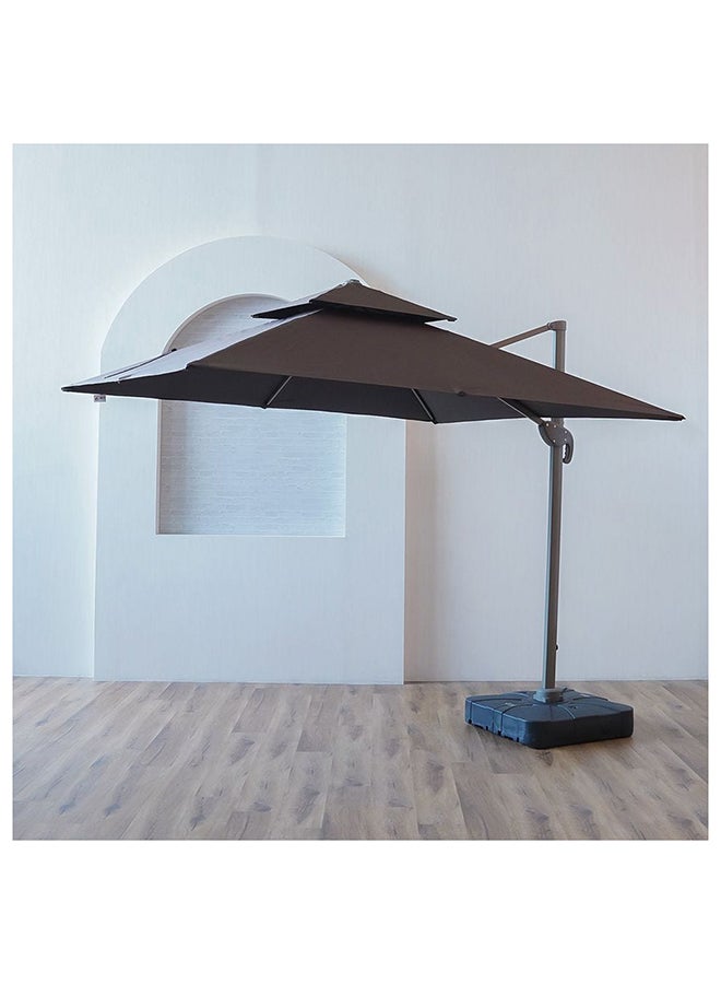 Sofia Garden Umbrella With Base Cantilever Patio Parasol Modern Design Outdoor Sun Shade Waterproof Canopy With Uv Protection For Balcony Beach Pool 300 X 300 Cm - Brown
