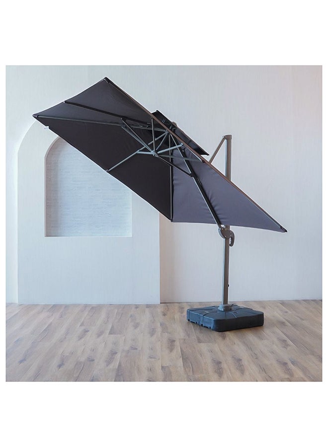 Sofia Garden Umbrella With Base Cantilever Patio Parasol Modern Design Outdoor Sun Shade Waterproof Canopy With Uv Protection For Balcony Beach Pool 300 X 300 Cm - Brown