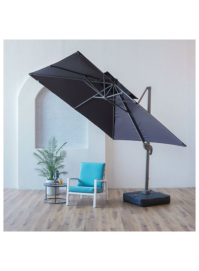 Sofia Garden Umbrella With Base Cantilever Patio Parasol Modern Design Outdoor Sun Shade Waterproof Canopy With Uv Protection For Balcony Beach Pool 300 X 300 Cm - Brown