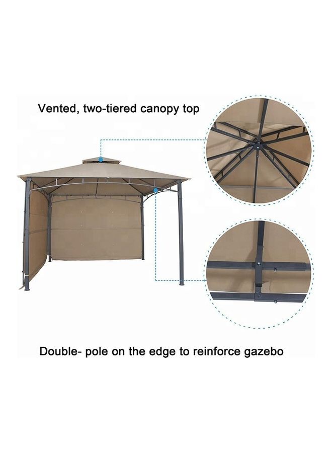 Outdoor Sun Shade Shelter With Retractable Awning Canopy Beige/Grey 400x400x360cm