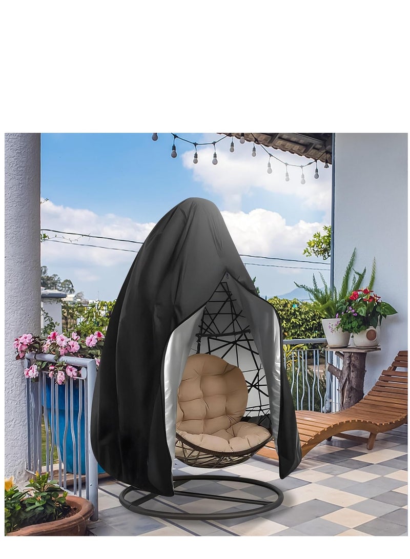 Egg Chair Cover, Patio Hanging Chair Cover - Waterproof Outdoor Hanging with Durable Hem Cord, 210D Oxford Wicker Egg Swing Chair Cover Patio Swing Chair Cover 115cm D x 190cm H