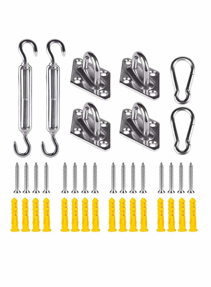 Awning Attachment Set Heavy Duty Sun Shade Sail Stainless Steel Hardware Kit for Triangle and Square Rectangle Sun Shade Sail Fixing Accessories Shade Sail Hardware Kit