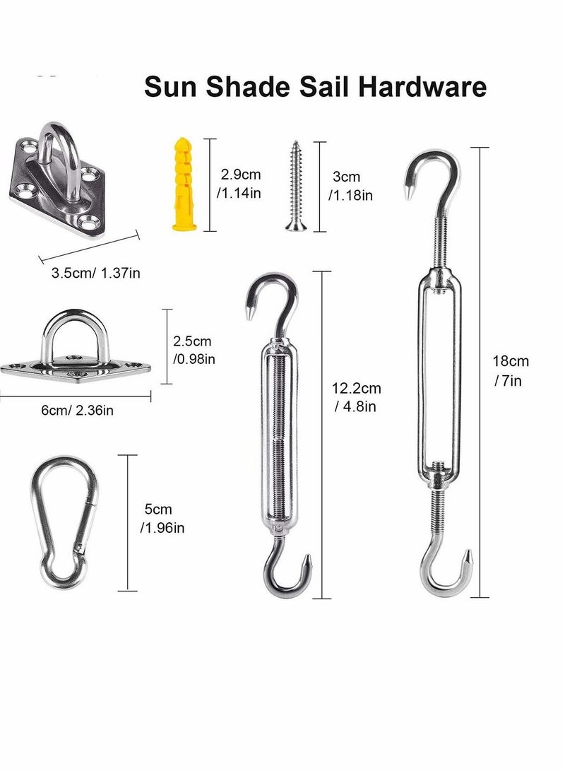 Awning Attachment Set Heavy Duty Sun Shade Sail Stainless Steel Hardware Kit for Triangle and Square Rectangle Sun Shade Sail Fixing Accessories Shade Sail Hardware Kit
