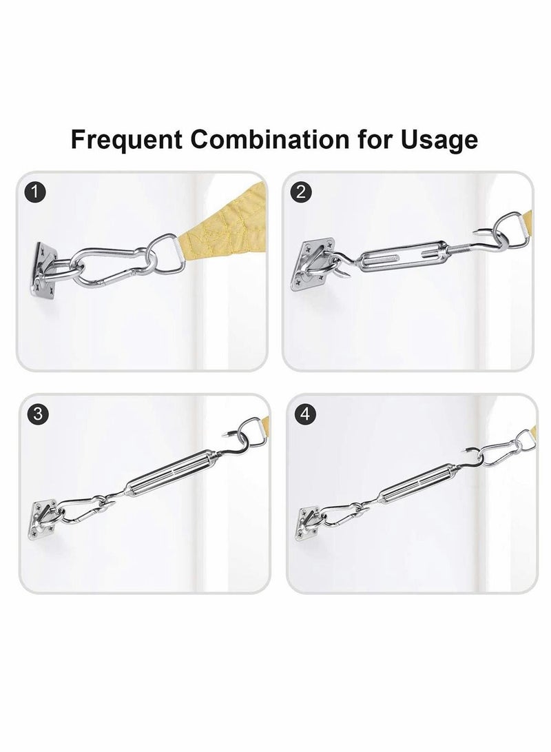 Awning Attachment Set Heavy Duty Sun Shade Sail Stainless Steel Hardware Kit for Triangle and Square Rectangle Sun Shade Sail Fixing Accessories Shade Sail Hardware Kit
