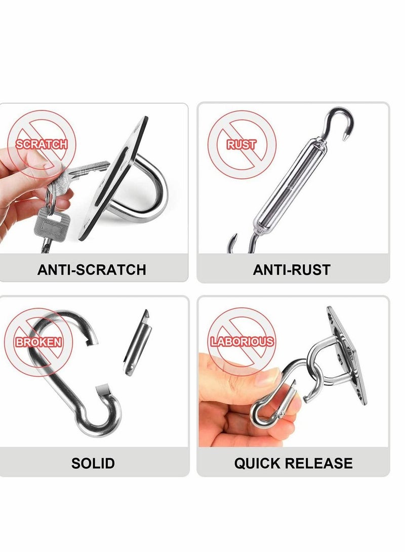 Awning Attachment Set Heavy Duty Sun Shade Sail Stainless Steel Hardware Kit for Triangle and Square Rectangle Sun Shade Sail Fixing Accessories Shade Sail Hardware Kit