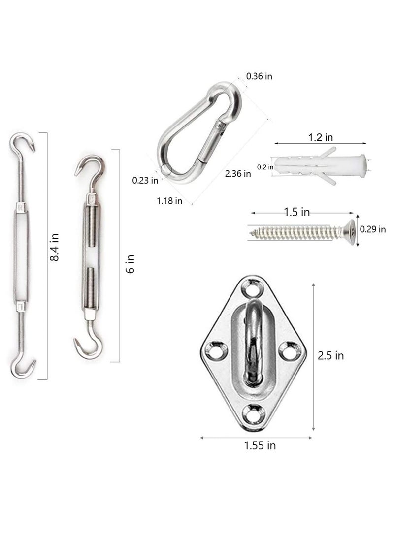 Shade Sail Hardware Kit 6 inch for Triangle Rectangle Sun Shade Sail Installation, 304 Grade Stainless for Garden Outdoors, 80 Pcs