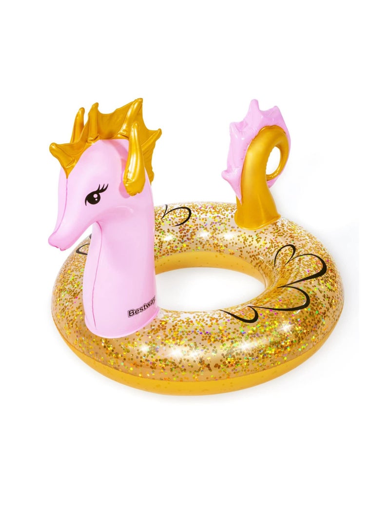 Bestway Vinyl Glitter Seahorse Inflatable Swim Ring (1.15 x 1.04 m)