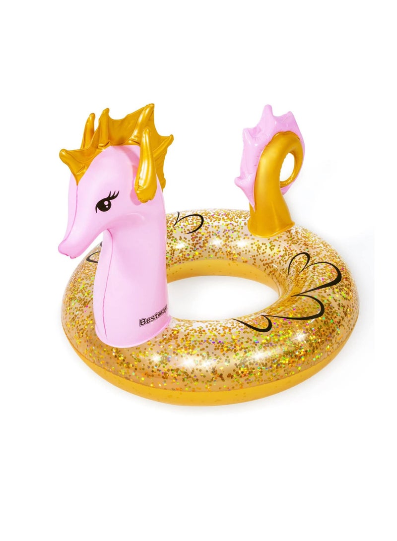 Bestway Vinyl Glitter Seahorse Inflatable Swim Ring (1.15 x 1.04 m)