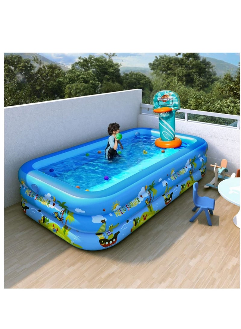 Inflatable Pool SELF Inflating Large Kiddie Pool Above Ground Swimming Pools for Adults and Kids Pools