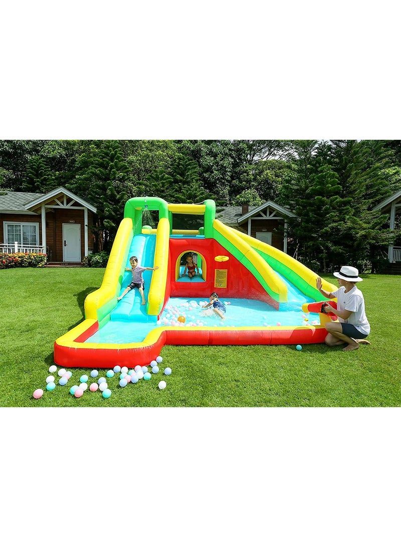 Inflatable Twin Water Slide With Bouncer for Kids Outdoor Play