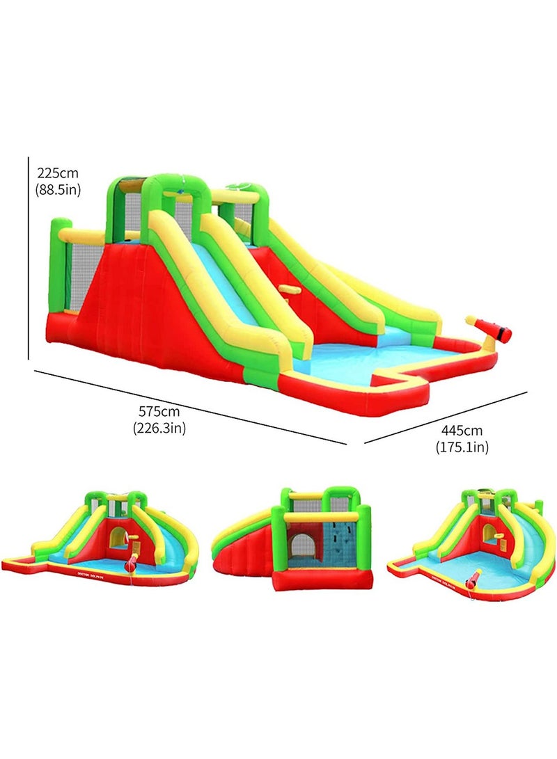 Inflatable Twin Water Slide With Bouncer for Kids Outdoor Play