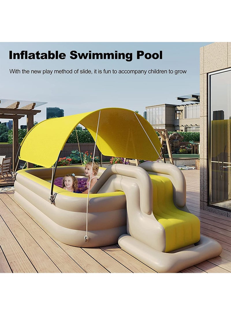 Inflatable Swimming Pool with Water Slide Inflatable Bouncy Castle Water Pool with Awning