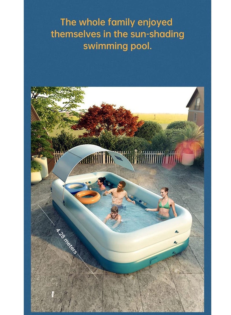 Automatic Inflatable Swimming Pool with Sun Shade for Kids & Adults, Family Pool