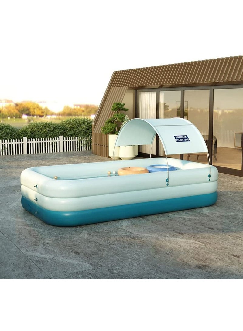 Automatic Inflatable Swimming Pool with Sun Shade for Kids & Adults, Family Pool