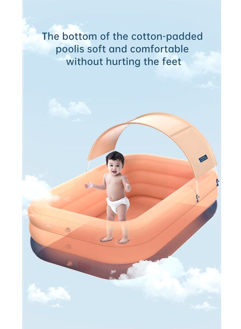 Automatic Inflatable Swimming Pool with Sun Shade for Kids & Adults, Family Pool