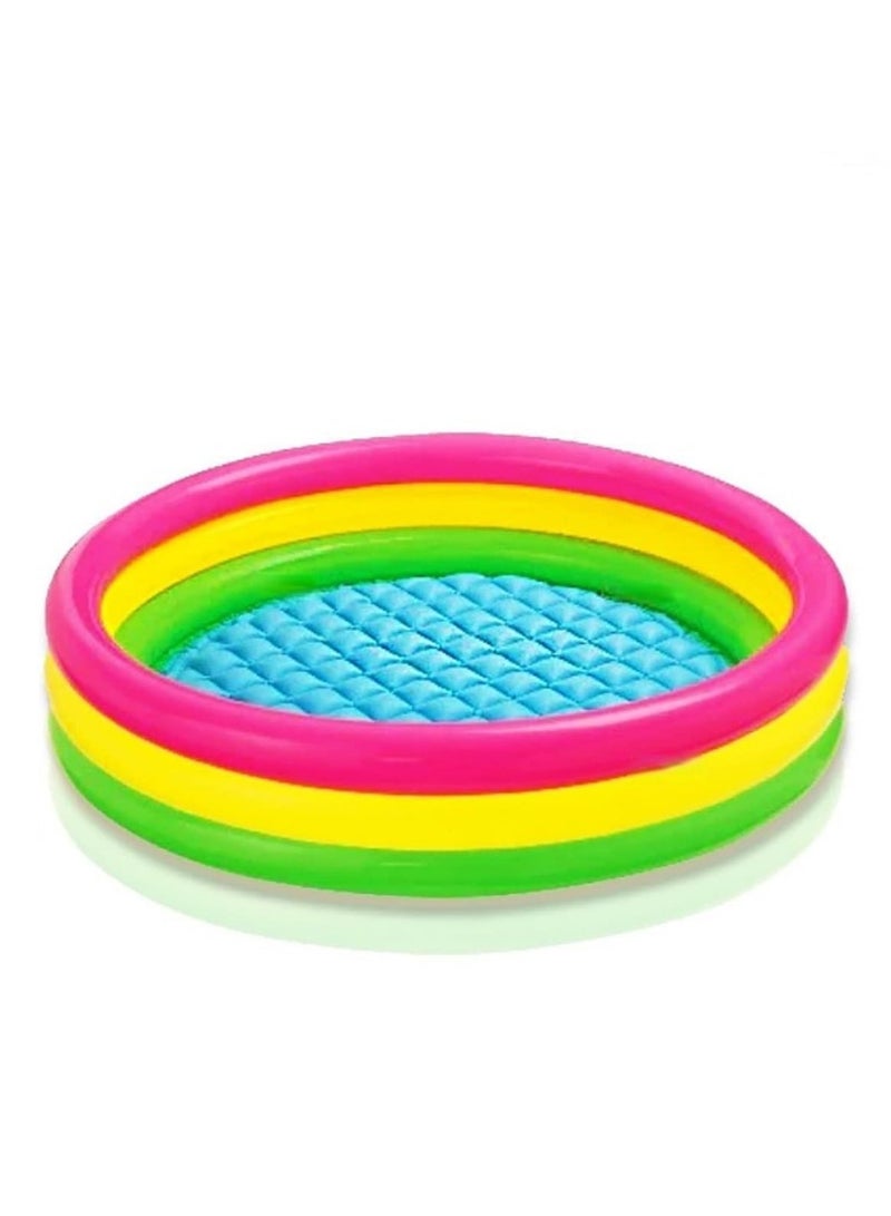 Round Swimming Pool for Kids Inflatable Sunset Glow Round Colorful Ring Baby Pool Portable Baby Bathtub 0-5 Years Indoor & Outdoor Swimming Pool for Kids (Multi-Color)