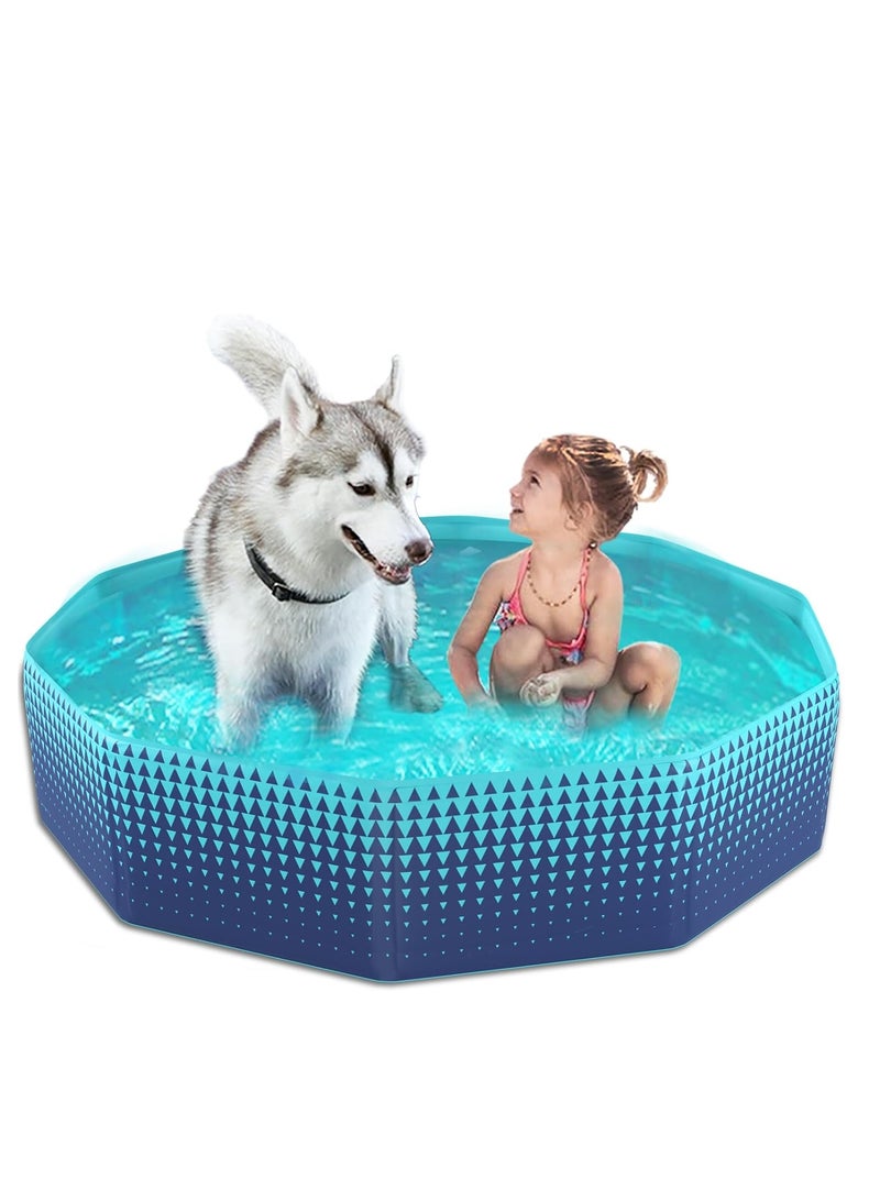 Jasonwell Foldable Dog Kiddie Pool - Hard Plastic Kids Paddling Pool Toddler Baby Swimming Pool for Backyard Collapsible Whelping Box Pet Doggie Cats Wading Pool Bathtub for Puppy Large Dogs 48In