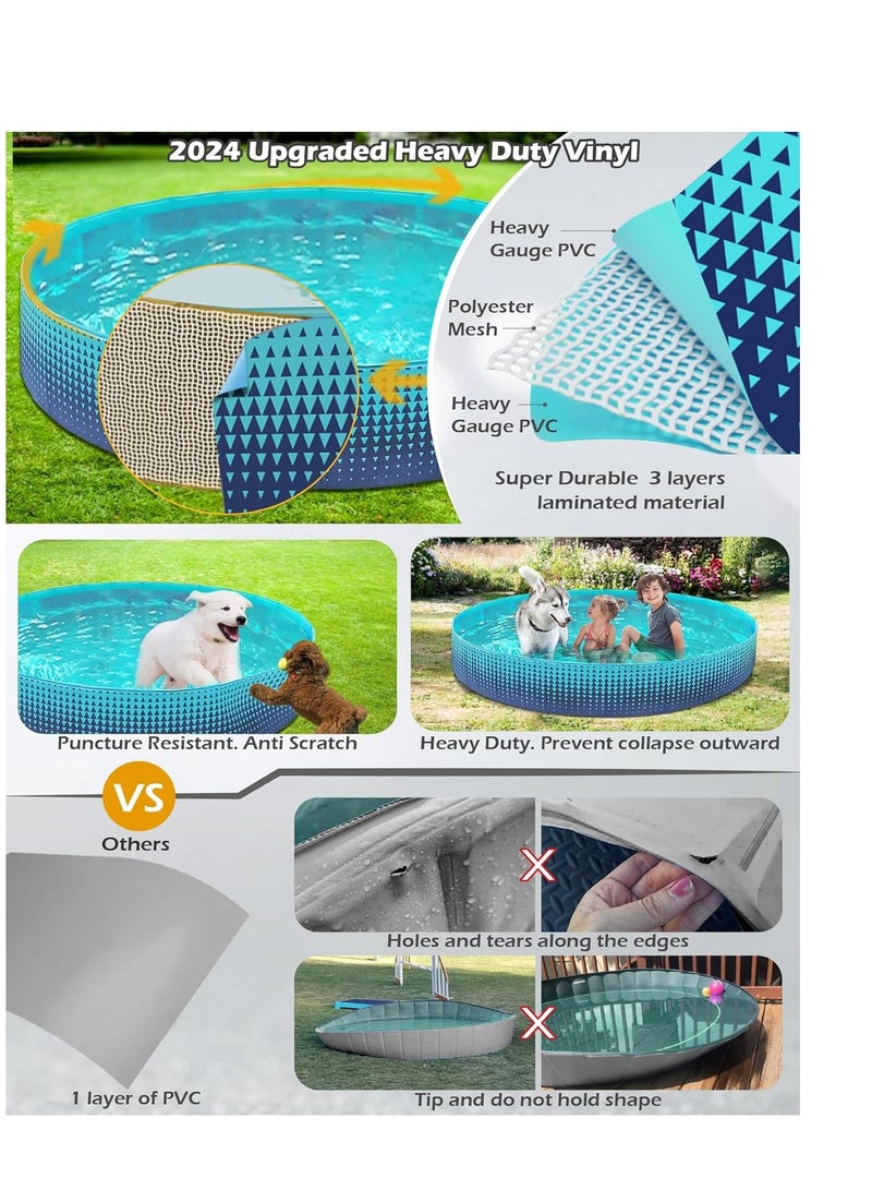 Jasonwell Foldable Dog Kiddie Pool - Hard Plastic Kids Paddling Pool Toddler Baby Swimming Pool for Backyard Collapsible Whelping Box Pet Doggie Cats Wading Pool Bathtub for Puppy Large Dogs 48In