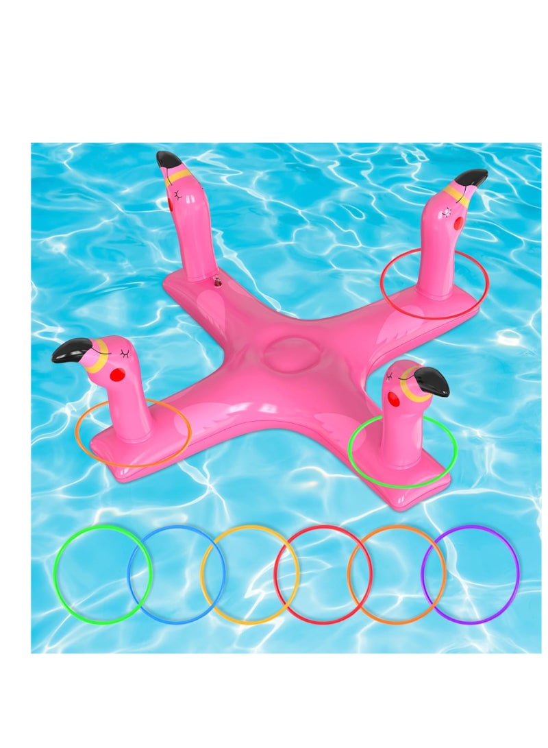 Inflatable Pool Ring Toss, Pool Toys for Kids with 6pcs Rings, Swimming Pool Games for Adults and Family