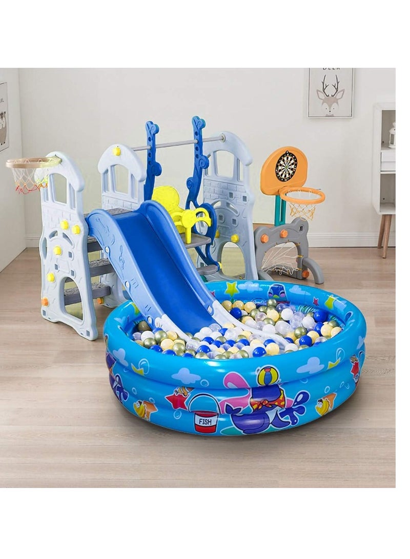 3 Rings Kiddie Pool for Toddler, 48”X12”，Kids Swimming Pool, Inflatable Baby Ball Pit Pool, Small Infant Pool (Blue)