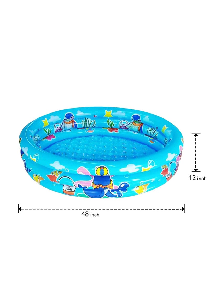 3 Rings Kiddie Pool for Toddler, 48”X12”，Kids Swimming Pool, Inflatable Baby Ball Pit Pool, Small Infant Pool (Blue)