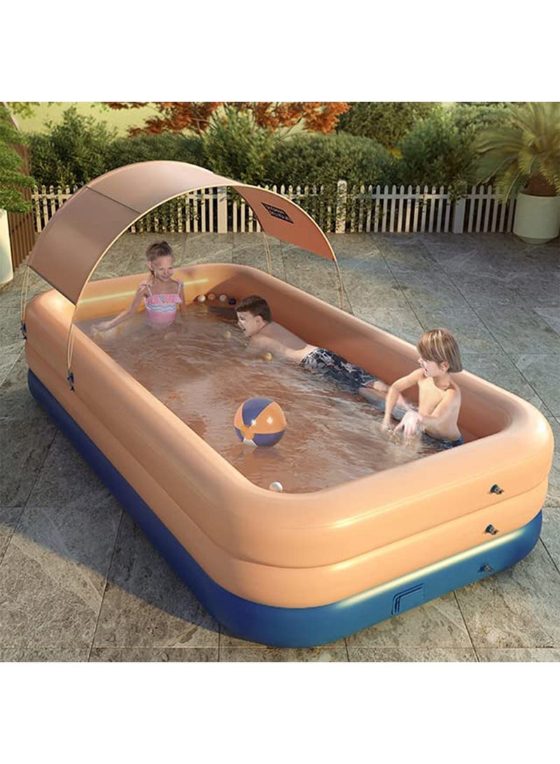 Automatic Inflatable Swimming Pool with Sun Shade for Kids & Adults, Family Pool